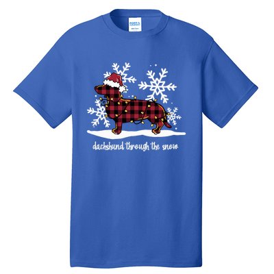 Dachshund Through The White Snow Retro Dachshund Lover Owner Gift Tall T-Shirt