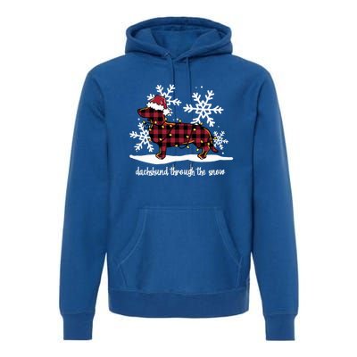 Dachshund Through The White Snow Retro Dachshund Lover Owner Gift Premium Hoodie