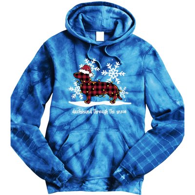 Dachshund Through The White Snow Retro Dachshund Lover Owner Gift Tie Dye Hoodie