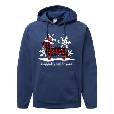 Dachshund Through The White Snow Retro Dachshund Lover Owner Gift Performance Fleece Hoodie