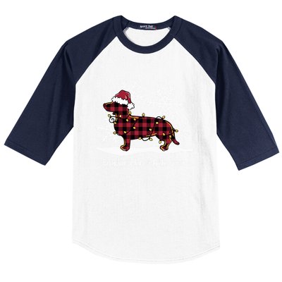 Dachshund Through The White Snow Retro Dachshund Lover Owner Gift Baseball Sleeve Shirt