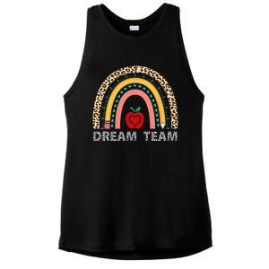 Dream Team Teacher Squad Back To School Leopard Rainbow Ladies PosiCharge Tri-Blend Wicking Tank