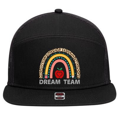 Dream Team Teacher Squad Back To School Leopard Rainbow 7 Panel Mesh Trucker Snapback Hat