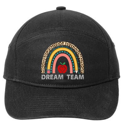 Dream Team Teacher Squad Back To School Leopard Rainbow 7-Panel Snapback Hat