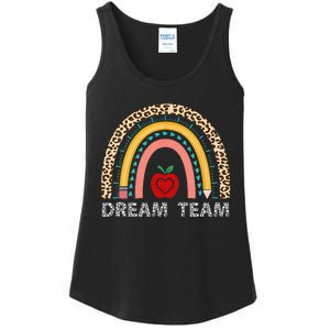 Dream Team Teacher Squad Back To School Leopard Rainbow Ladies Essential Tank