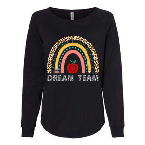 Dream Team Teacher Squad Back To School Leopard Rainbow Womens California Wash Sweatshirt