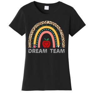 Dream Team Teacher Squad Back To School Leopard Rainbow Women's T-Shirt