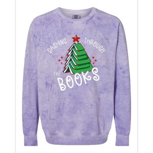 Dashing Through The Books Christmas Tree Colorblast Crewneck Sweatshirt