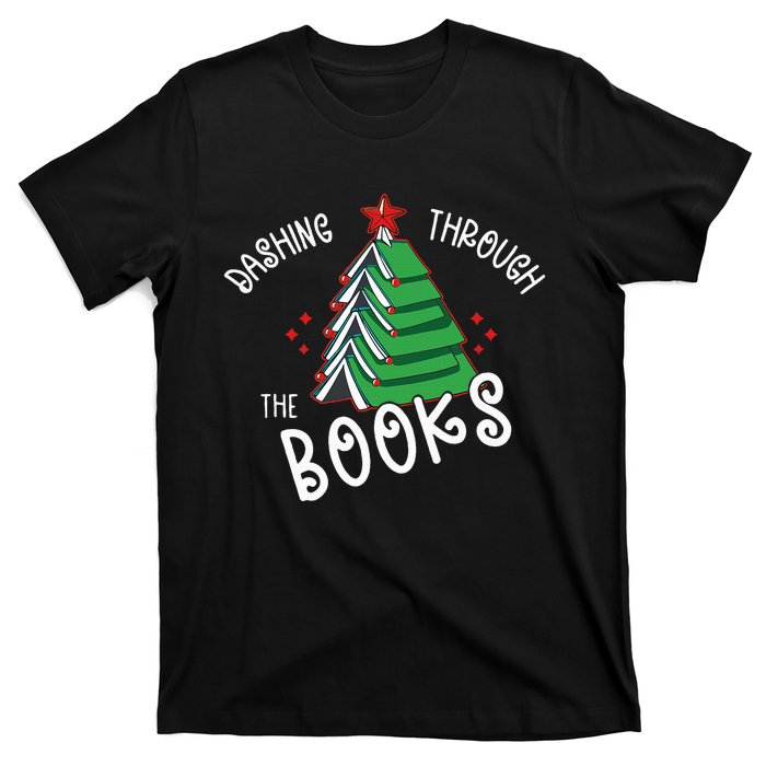 Dashing Through The Books Christmas Tree T-Shirt