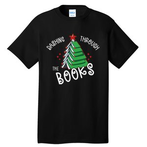 Dashing Through The Books Christmas Tree Tall T-Shirt