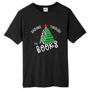 Dashing Through The Books Christmas Tree Tall Fusion ChromaSoft Performance T-Shirt