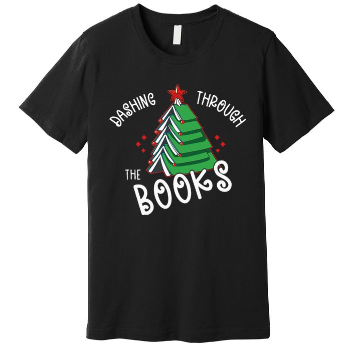 Dashing Through The Books Christmas Tree Premium T-Shirt