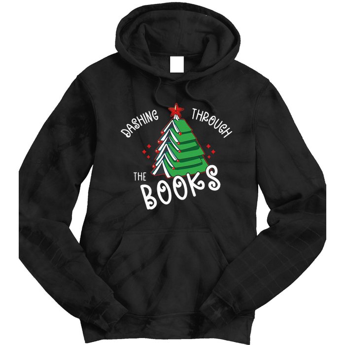 Dashing Through The Books Christmas Tree Tie Dye Hoodie