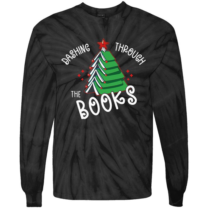 Dashing Through The Books Christmas Tree Tie-Dye Long Sleeve Shirt