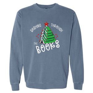 Dashing Through The Books Christmas Tree Garment-Dyed Sweatshirt