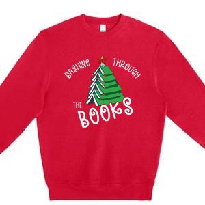 Dashing Through The Books Christmas Tree Premium Crewneck Sweatshirt