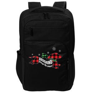 Dachshund Through The Snow Doxie Dog Plaid Christmas Gift Impact Tech Backpack