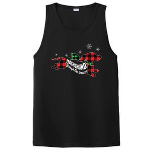 Dachshund Through The Snow Doxie Dog Plaid Christmas Gift PosiCharge Competitor Tank