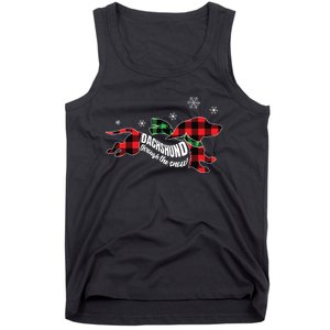 Dachshund Through The Snow Doxie Dog Plaid Christmas Gift Tank Top