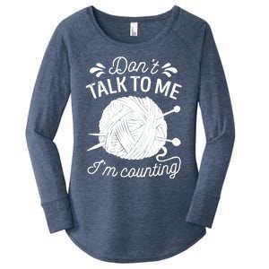 Don't Talk To Me I'm Counting Knitting Lover Knitters Gift Women's Perfect Tri Tunic Long Sleeve Shirt