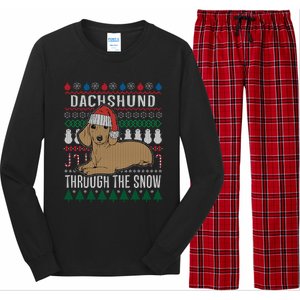 Dachshund Through The Snow Ugly Christmas Meaningful Gift Long Sleeve Pajama Set