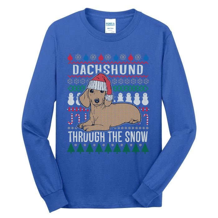 Dachshund Through The Snow Ugly Christmas Meaningful Gift Tall Long Sleeve T-Shirt