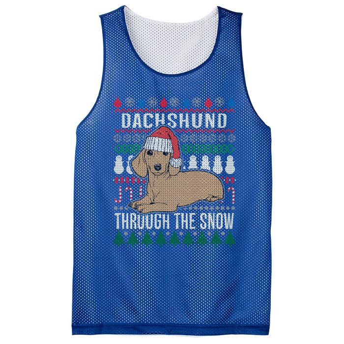 Dachshund Through The Snow Ugly Christmas Meaningful Gift Mesh Reversible Basketball Jersey Tank