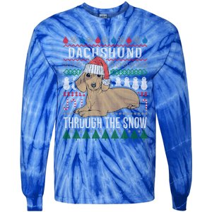 Dachshund Through The Snow Ugly Christmas Meaningful Gift Tie-Dye Long Sleeve Shirt