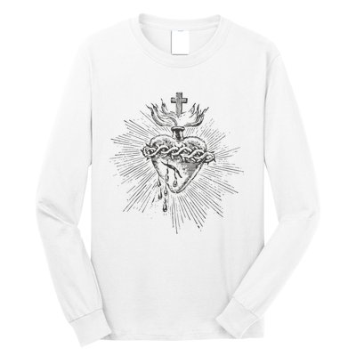 Devotion to the Sacred Heart of Jesus Vintage Catholic Art Long Sleeve Shirt