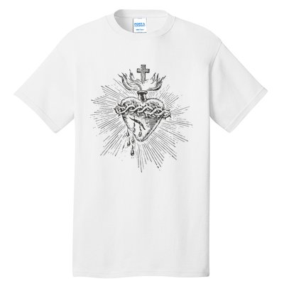 Devotion to the Sacred Heart of Jesus Vintage Catholic Art Tall T-Shirt