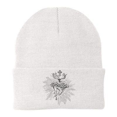 Devotion to the Sacred Heart of Jesus Vintage Catholic Art Knit Cap Winter Beanie