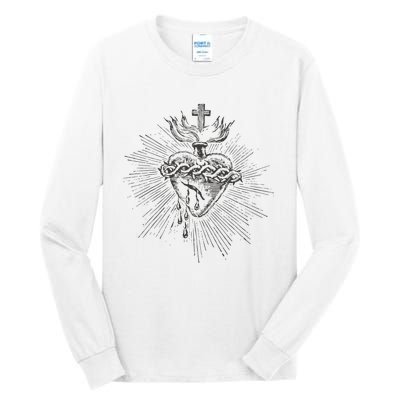 Devotion to the Sacred Heart of Jesus Vintage Catholic Art Tall Long Sleeve T-Shirt