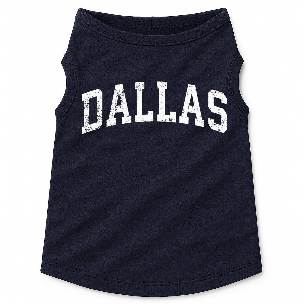 Dallas Texas TX Vintage Varsity Sports Text Doggie Tank