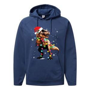 Dinosaur Trex Tree Christmas Sweater Xmas Pet Dino Trex Performance Fleece Hoodie