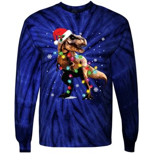 Dinosaur Trex Tree Christmas Sweater Xmas Pet Dino Trex Tie-Dye Long Sleeve Shirt