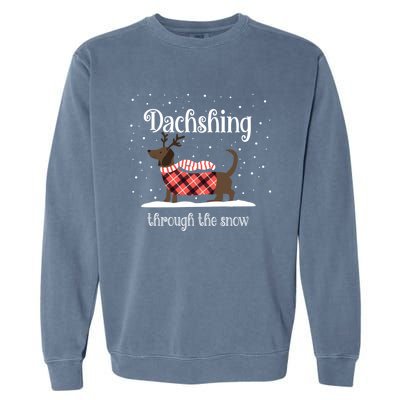 Dachshing Through The Snow Dachshund Funny Xmas Gift Garment-Dyed Sweatshirt