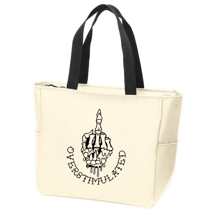 Dont Talk To Me When Im Overstimulated Skeleton Zip Tote Bag