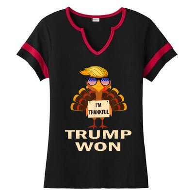 Donald Trump Thanksgiving Im Thankful Donald Won Ladies Halftime Notch Neck Tee