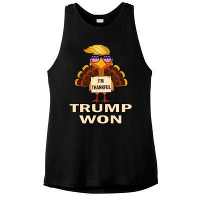 Donald Trump Thanksgiving Im Thankful Donald Won Ladies PosiCharge Tri-Blend Wicking Tank