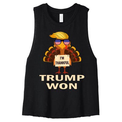 Donald Trump Thanksgiving Im Thankful Donald Won Women's Racerback Cropped Tank