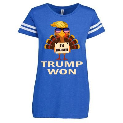 Donald Trump Thanksgiving Im Thankful Donald Won Enza Ladies Jersey Football T-Shirt