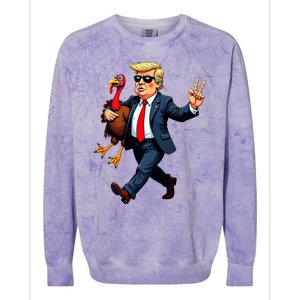 Donald Trump Turkey Pumpkin Thanksgiving Day Colorblast Crewneck Sweatshirt