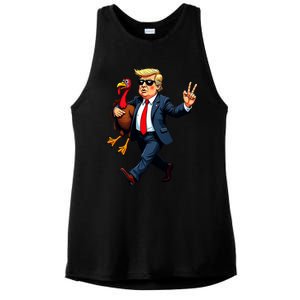 Donald Trump Turkey Pumpkin Thanksgiving Day Ladies PosiCharge Tri-Blend Wicking Tank