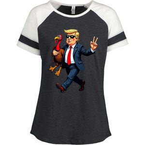 Donald Trump Turkey Pumpkin Thanksgiving Day Enza Ladies Jersey Colorblock Tee