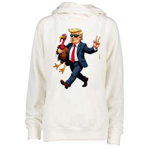 Donald Trump Turkey Pumpkin Thanksgiving Day Womens Funnel Neck Pullover Hood