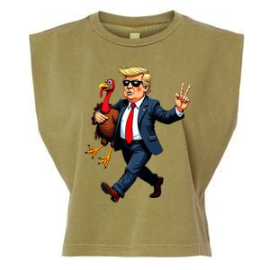 Donald Trump Turkey Pumpkin Thanksgiving Day Garment-Dyed Women's Muscle Tee