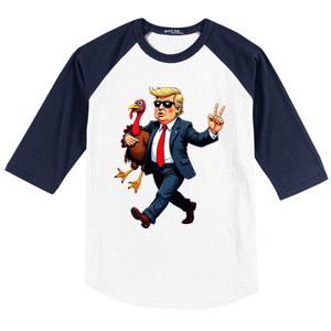 Donald Trump Turkey Pumpkin Thanksgiving Day Baseball Sleeve Shirt