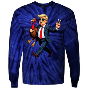 Donald Trump Turkey Pumpkin Thanksgiving Day Tie-Dye Long Sleeve Shirt