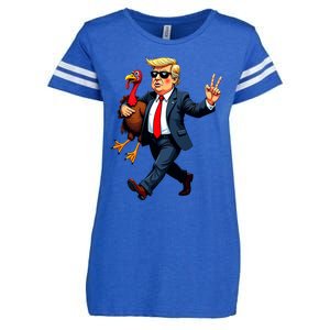 Donald Trump Turkey Pumpkin Thanksgiving Day Enza Ladies Jersey Football T-Shirt