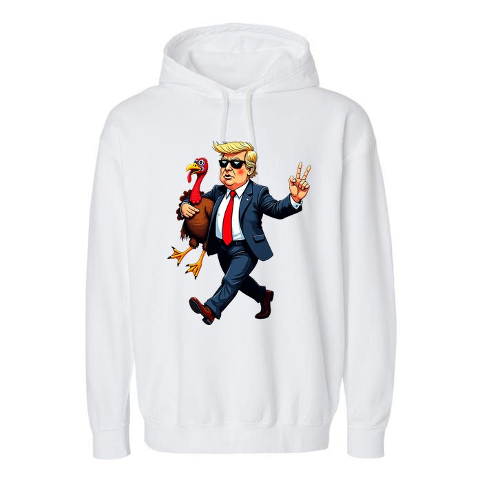 Donald Trump Turkey Pumpkin Thanksgiving Day Garment-Dyed Fleece Hoodie